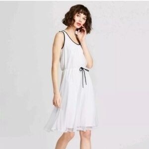Hunter White Midi Dress with Black Trim